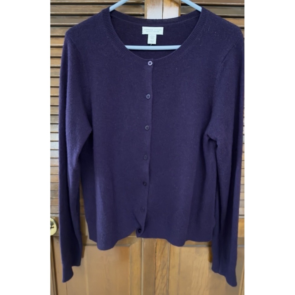 Adrienne Vittadini Womens XL 100% Cashmere Cardigan Sweater Purple 2 Ply